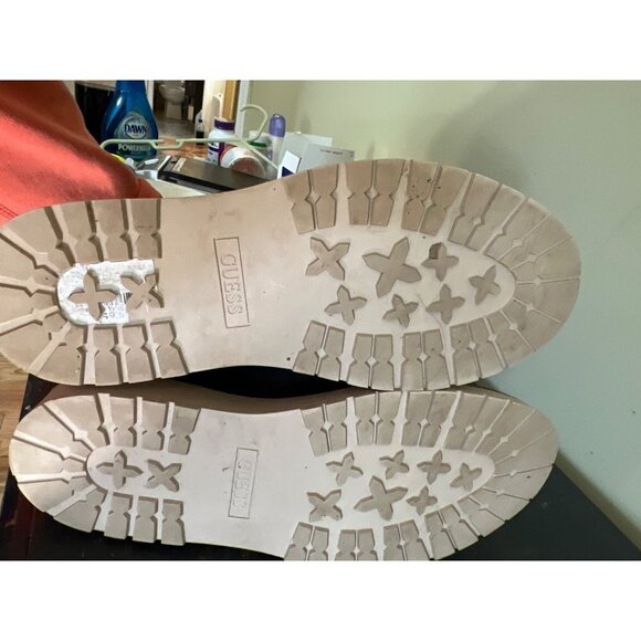 Mens Guess Black Leather Hiking Boots Lace-Up Style US 10 Gorpcore Vegan - Picture 8 of 8